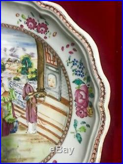 Chinese large export porcelain meat plate in Famille Rose -Qianlong Period