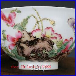 Chinese old Porcelain Qianlong marked colour enamels famille rose flower bowl