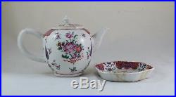 Chinese porcelain Teapot + Tray-Famille Rose-18th Century Qianlong Period