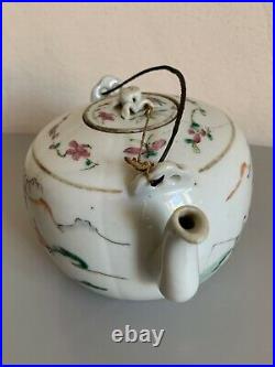 Chinese porcelain teapot antique famille rose Tongzhi qianlong red mark