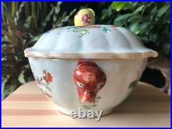 Excellent Chinese 18thC Qianlong Famille Rose Tureen with Lid