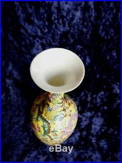 Exceptional Chinese Eggshell Porcelain Famille Rose Dragon Vase, Marked Qianlong
