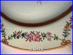 Exquisite Antique Chinese Famille Rose Polychrome 18th Century Qianlong Plates