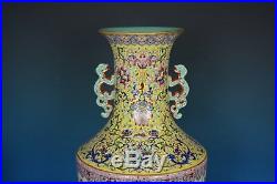 Exquisite Large Antique Chinese Famille Rose Porcelain Vase Marked Qianlong A739