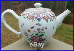 FAMILLE ROSE Antique CHINESE 18th Century QIANLONG PORCELAIN TEAPOT Butterfly