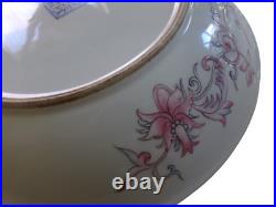 Famille Rose Yellow Ground Dragon Bowl Qianlong Mark Chinese Art Ceramics Work
