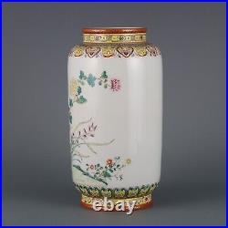 Famille rose chrysanthemum flower pattern tube Vase Qianlong period Qing Dynasty