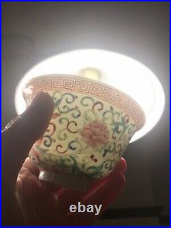 Fine Antique Chinese Porcelain Bowl Famille Rose Qianlong Seal Mark Qing 19th C