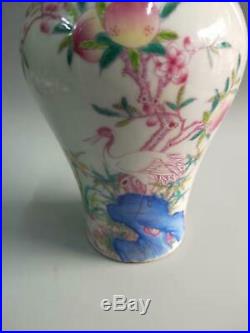 Fine Chinese Famille Rose Porcelain Landscape Vases Hand-painting Marks QianLong