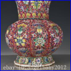 Fine Old Chinese Porcelain qianlong marked red famille rose flower Vases 10.2