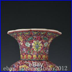Fine Old Chinese Porcelain qianlong marked red famille rose flower Vases 10.2