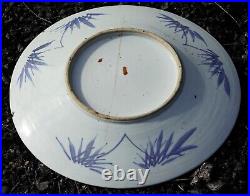 HUGE Chinese Charger Blue & White Scholar's Porcelain Qing Period (19th C.) A/F