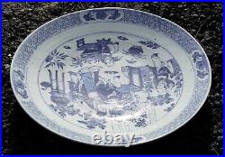 HUGE Chinese Charger Blue & White Scholar's Porcelain Qing Period (19th C.) A/F