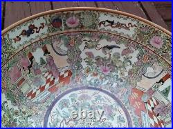 Huge Antique Chinese Famille Rose Medallion Punch Bowl Qianlong Mark