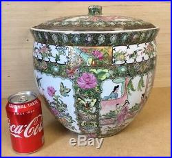 Large Antique Chinese Canton Famille Rose Circa 18th Qianlong Qing Lidded Pot