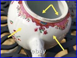 Large Antique Chinese Famille Rose Tea Pot 18c QianLong