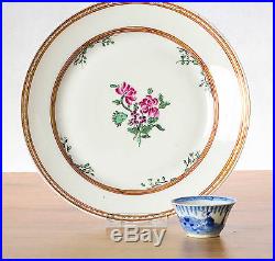 Lovely! 18th c Qianlong Famille Rose Lowestoft Delicate Plate Flowers Qing