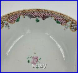 Lovely Antique Chinese Qianlong Famille Rose Lowestoft Punch Bowl Flowers 7