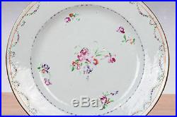 Lovely Set! 18th c Qianlong Famille Rose Chine de Commande Plate Flowers Qing