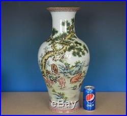 Magnificent Antique Chinese Famille Rose Porcelain Vase Marked Qianlong G2868