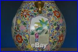 Magnificent Antique Chinese Famille Rose Porcelain Vase Marked Qianlong S7987