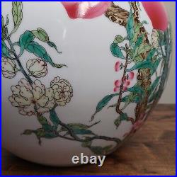 Massive Chinese Qianlong Famille Rose Peach Porcelain Tianqiuping Vase 22