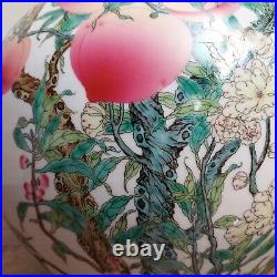 Massive Chinese Qianlong Famille Rose Peach Porcelain Tianqiuping Vase 22