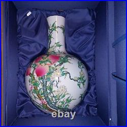 Massive Chinese Qianlong Famille Rose Peach Porcelain Tianqiuping Vase 22