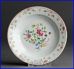 Nice Quality! 18th C Qianlong Famille Rose Porridge Plate Flower Qing Flower