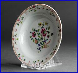 Nice Quality! 18th C Qianlong Famille Rose Porridge Plate Flower Qing Flower