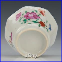 Nice set of 3 Chinese Famille rose octagonal tea cups, Qianlong