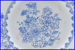 OLD Chinese Blue & White Plate Peony Flower Porcelain Qing Qianlong (1736-1795)