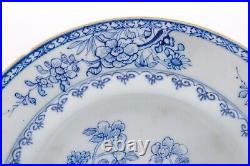 OLD Chinese Blue & White Plate Peony Flower Porcelain Qing Qianlong (1736-1795)