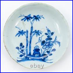 OLD Chinese Porcelain Blue White Saucer Qing Marked Period of Kangxi (1662-1722)
