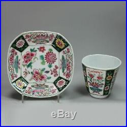 Octagonal famille-rose beaker and saucer, early Qianlong (1735-1790)