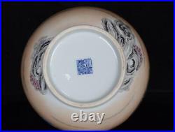 Old Chinese Famille Rose Porcelain Vase With Deer Qianlong Marked BW1262
