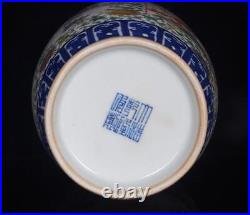 Old Chinese Qianlong Marked Blue & White Famille Rose Vase (x276)