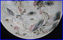Old Famille Rose Chinese Porcelain Louts Flower Dish Qianlong Marked St116