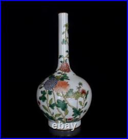Old Famille Rose Chinese Porcelain Mum Vase Qianlong Marked St155
