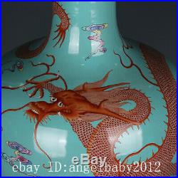 Old Fine Chinese Porcelain qianlong marked famille rose dragon cloud Vases 20