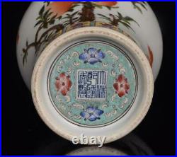 Old Pair Chinese Famille Rose Porcelain Vase Qianlong Marked BW632