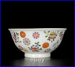 Old Qianlong Signed Chinese Famille Rose Bowl Withflower N479