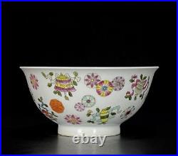 Old Qianlong Signed Chinese Famille Rose Bowl Withflower N479