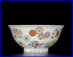 Old Qianlong Signed Chinese Famille Rose Bowl Withflower N479