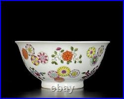 Old Qianlong Signed Chinese Famille Rose Bowl Withflower N479