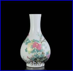 Old Rare Chinese Famille Rose Vase With Qianlong Marked (wx267)