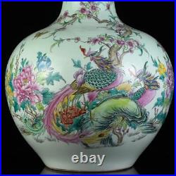 Old Rare Chinese Famille Rose Vase With Qianlong Marked (wx661)