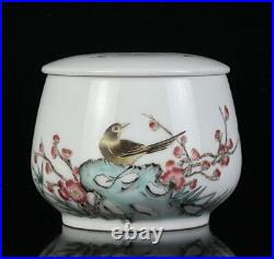 Old Rare Chinese Qianlong Marked Famille Rose Tea Caddy (dg117)