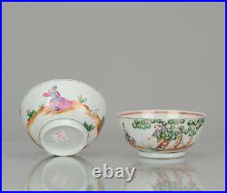Pair Antique 18C Chinese Porcelain Famille Rose Qianlong Cherry Picker Bowl C