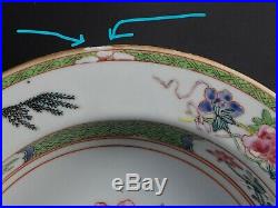 Pair Antique Chinese Famille Rose Soup Bowls Yongzheng Qianlong 18th C Qing